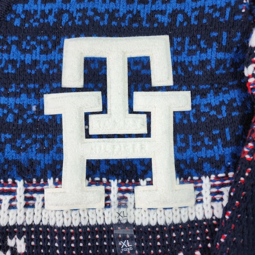 Tommy Hilfiger Ombre Textured Cardigan‎ Varsity Sweater Mens XL Multicolor Heavy